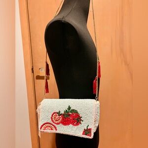 Tomato Beaded Strap Bag